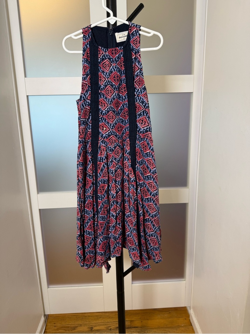 Abercrombie & Fitch Kids Boho Navy Sleeveless Mini Dress, XS (8)
